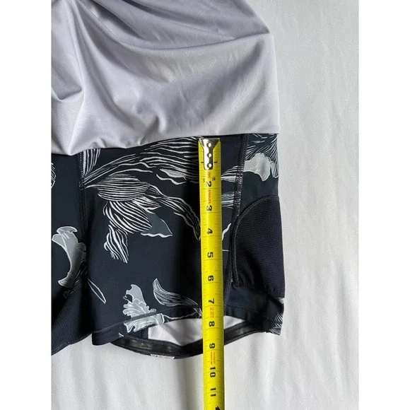 Athleta Skort Women Medium Blue Floral‎ Pockets Activewear Tennis Golf Stretch - Picture 8 of 16